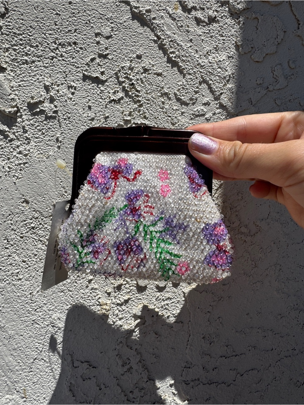 Vintage NWT Beaded Floral Butterfly Mini Coin Purse Y2K